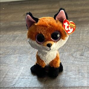 Slick the Fox Sparkle-Eyed Fox Plush - Orange, White & Black (Beanie Boos ty)
